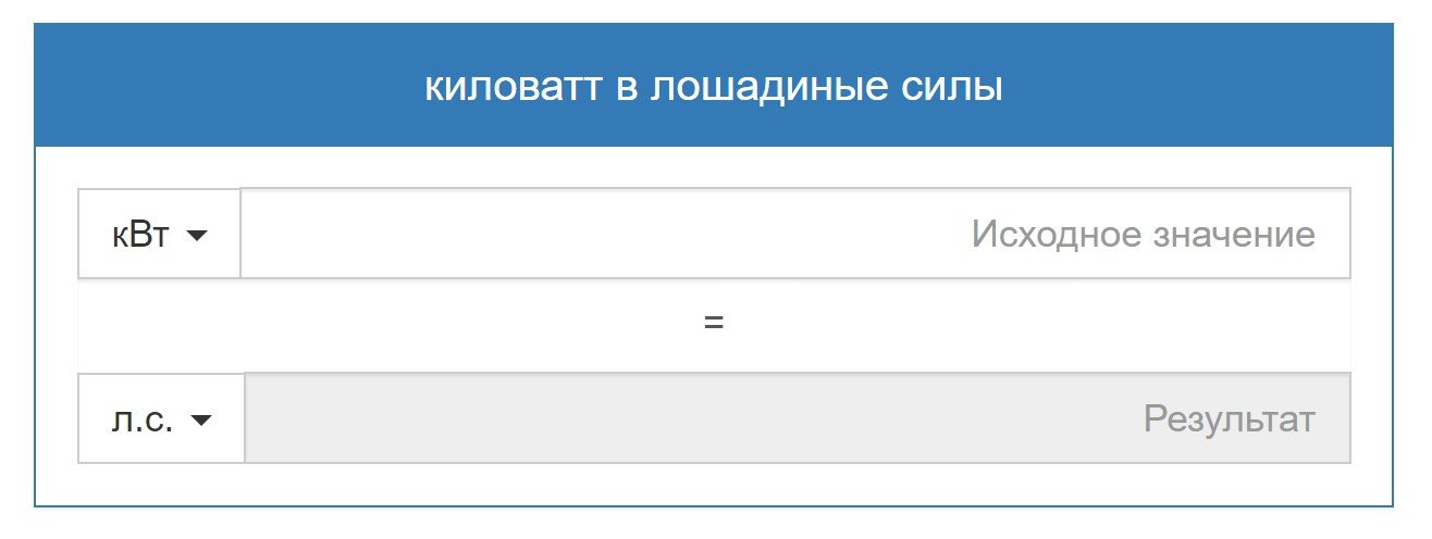 Калькулятор перевода кВт в л. с. | Блог