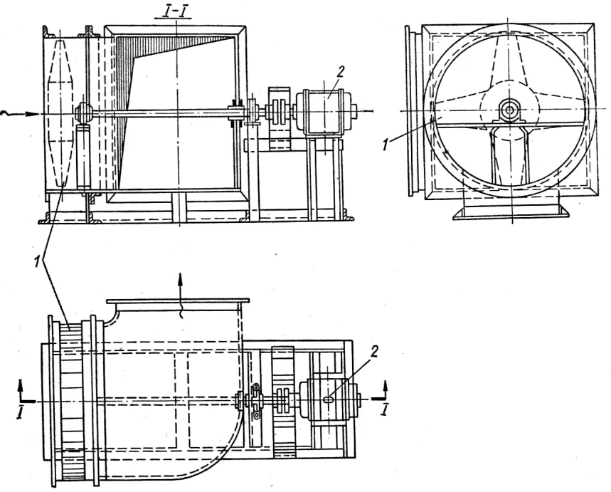 Схема установки осевого вентилятора